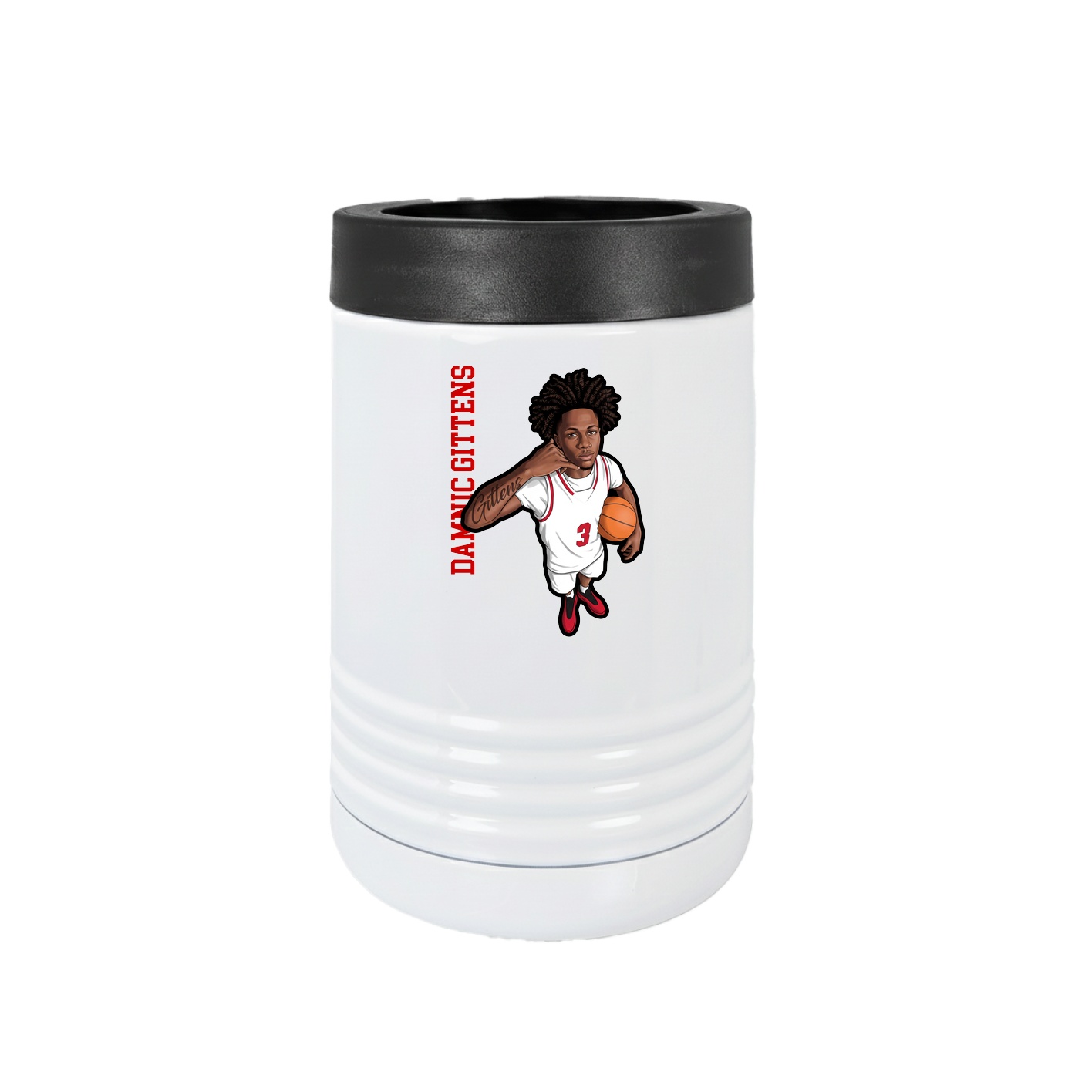 Beverage Holder — Name Vertical in White