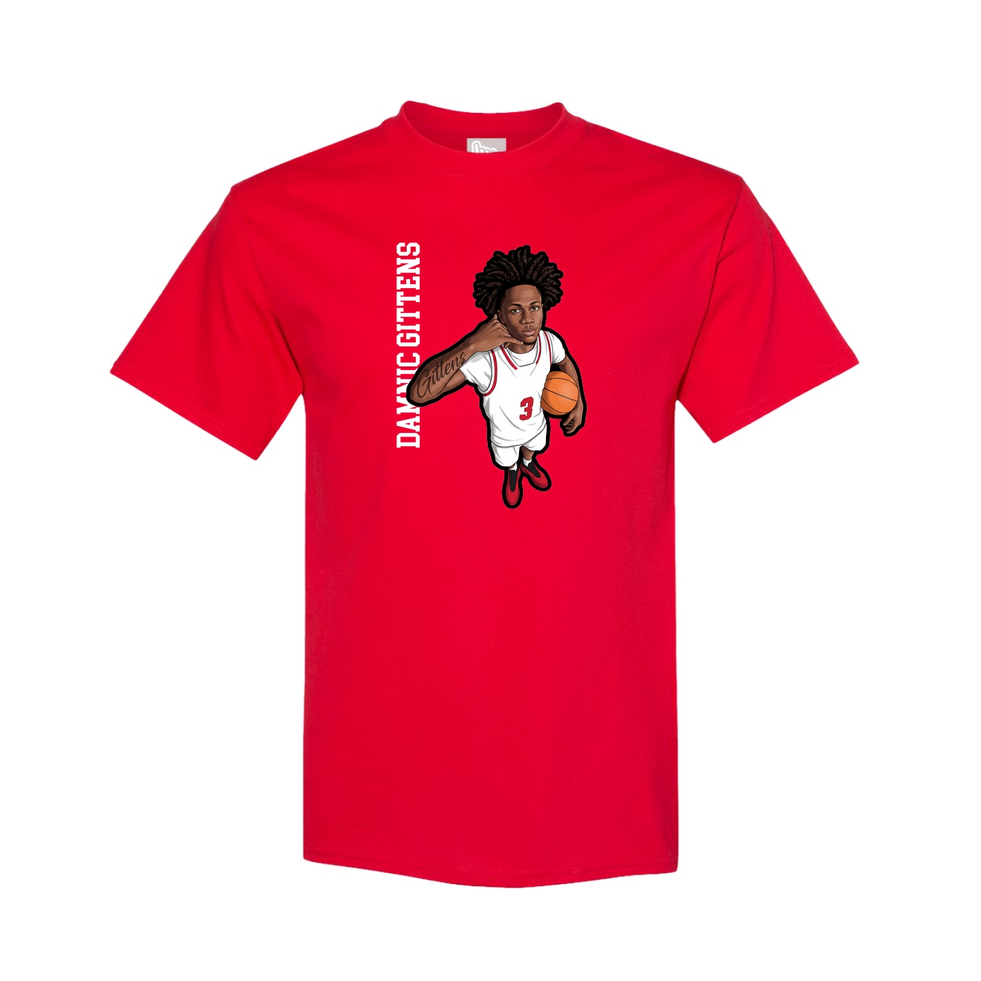 Tee — Name Vertical in Red