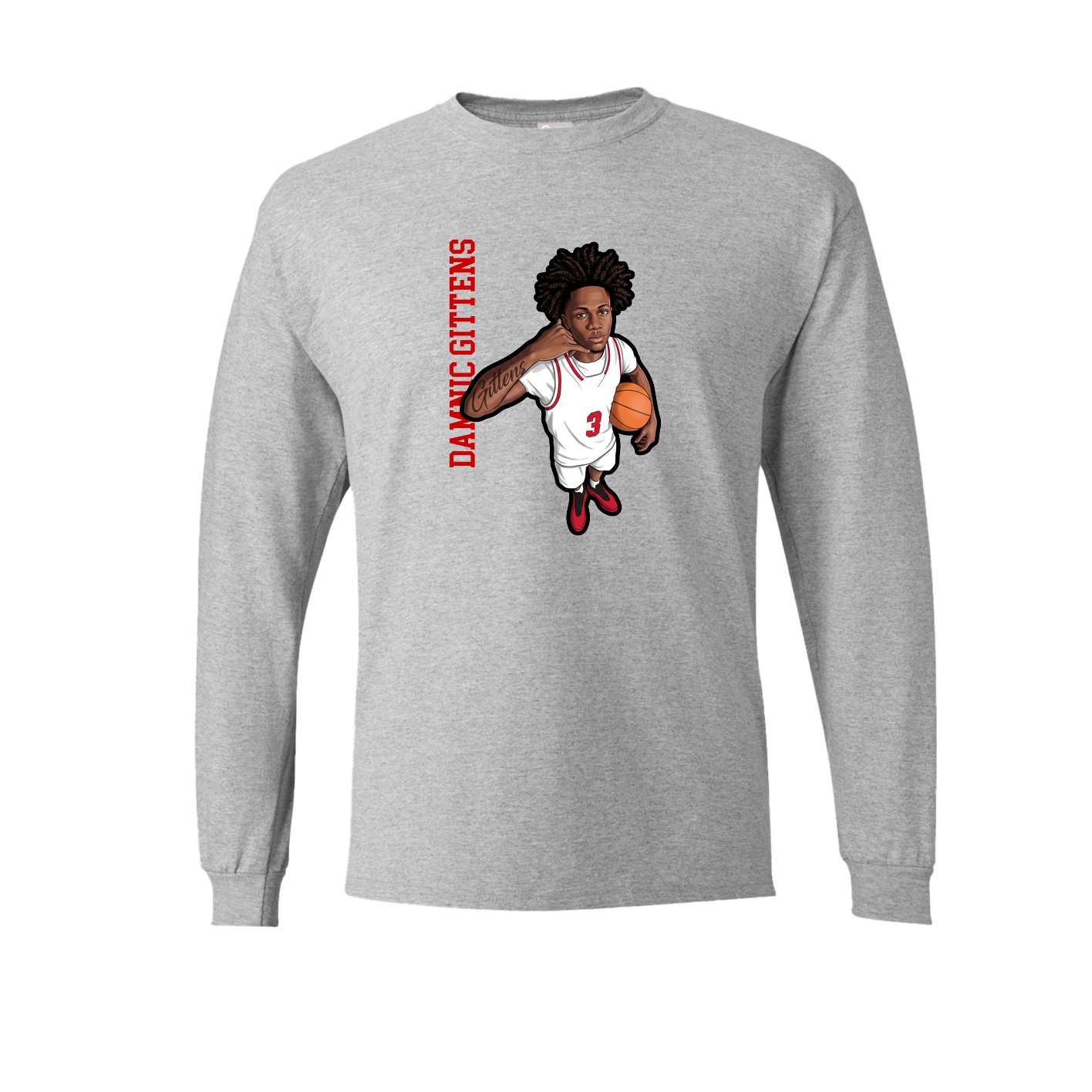 Long Sleeve Tee — Name Vertical in Grey