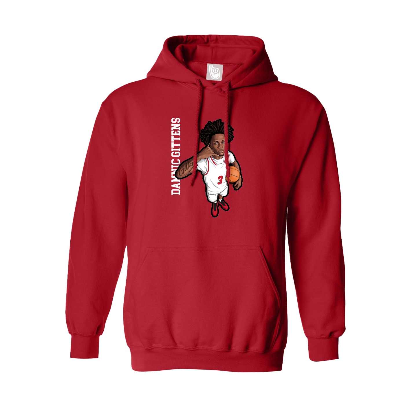 Hoodie — Name Vertical in Red