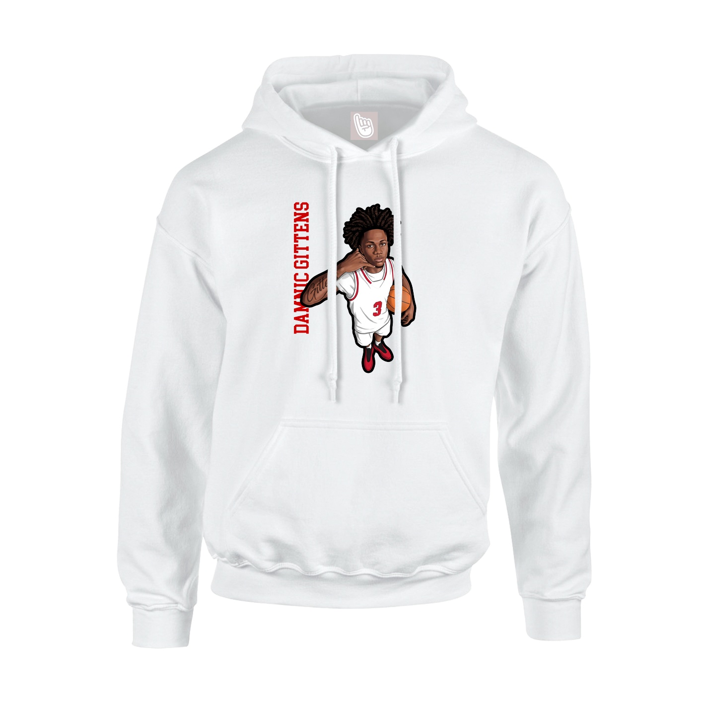 Youth Hoodie — Name Vertical in White