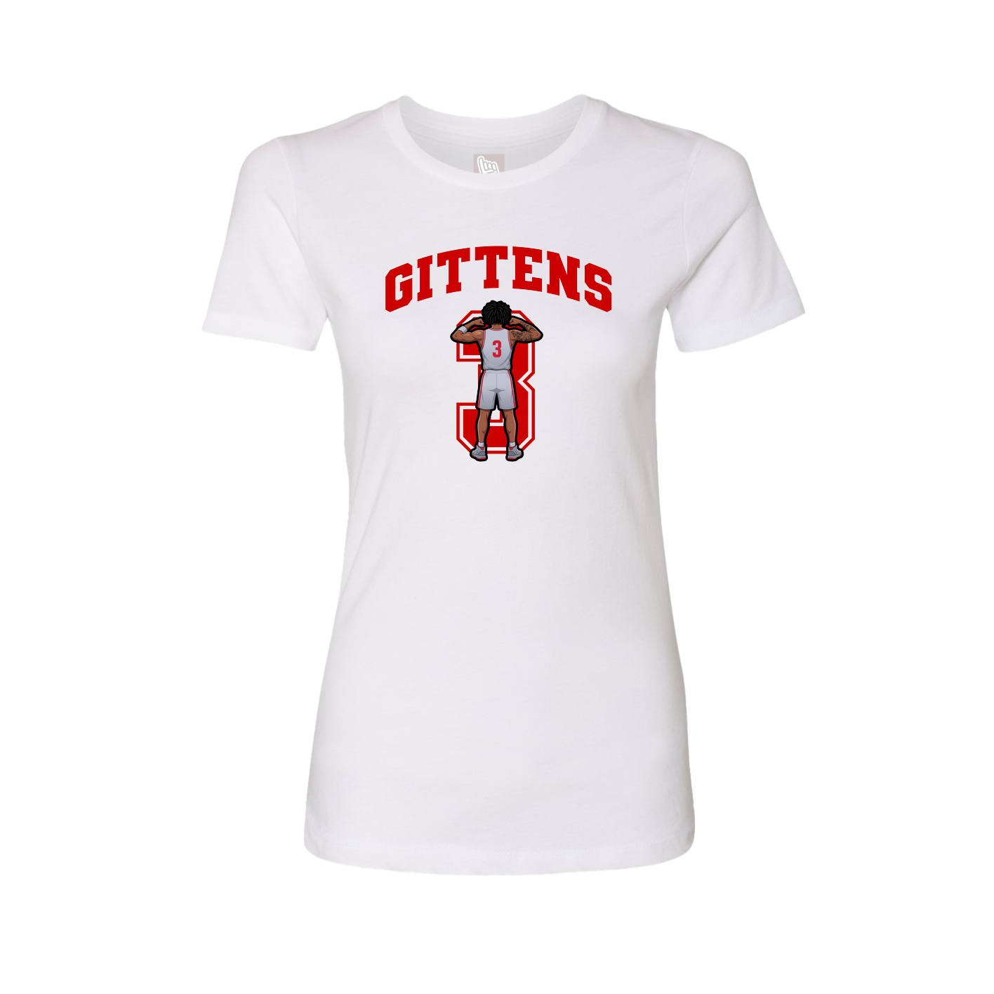 Fitted Women's Tee — Number in White