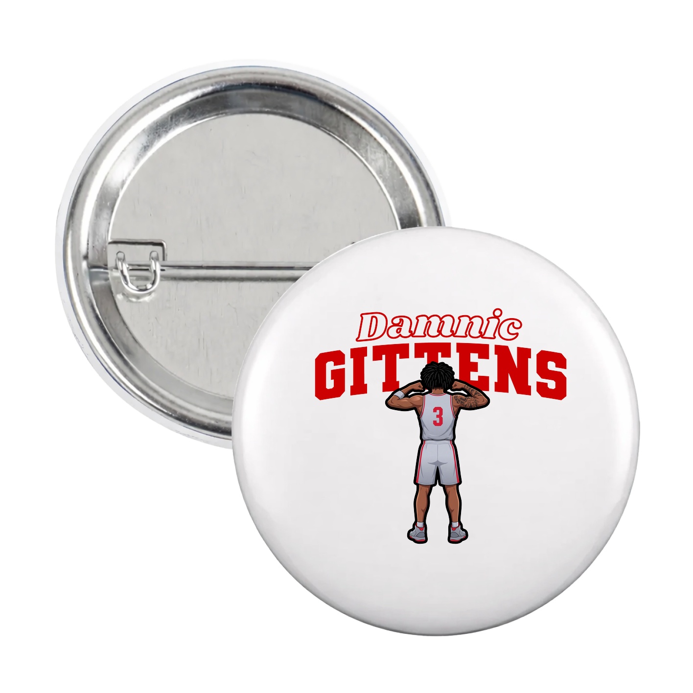 Game Day Button — Name Arch in White