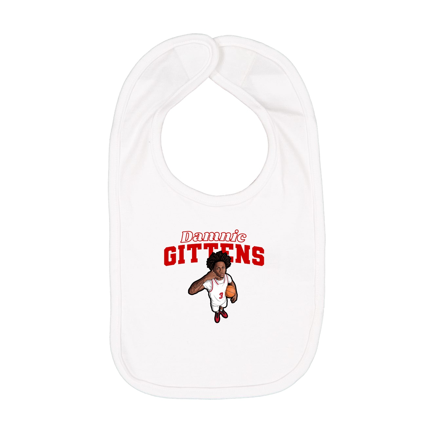 Infant Bib — Name Arch in White