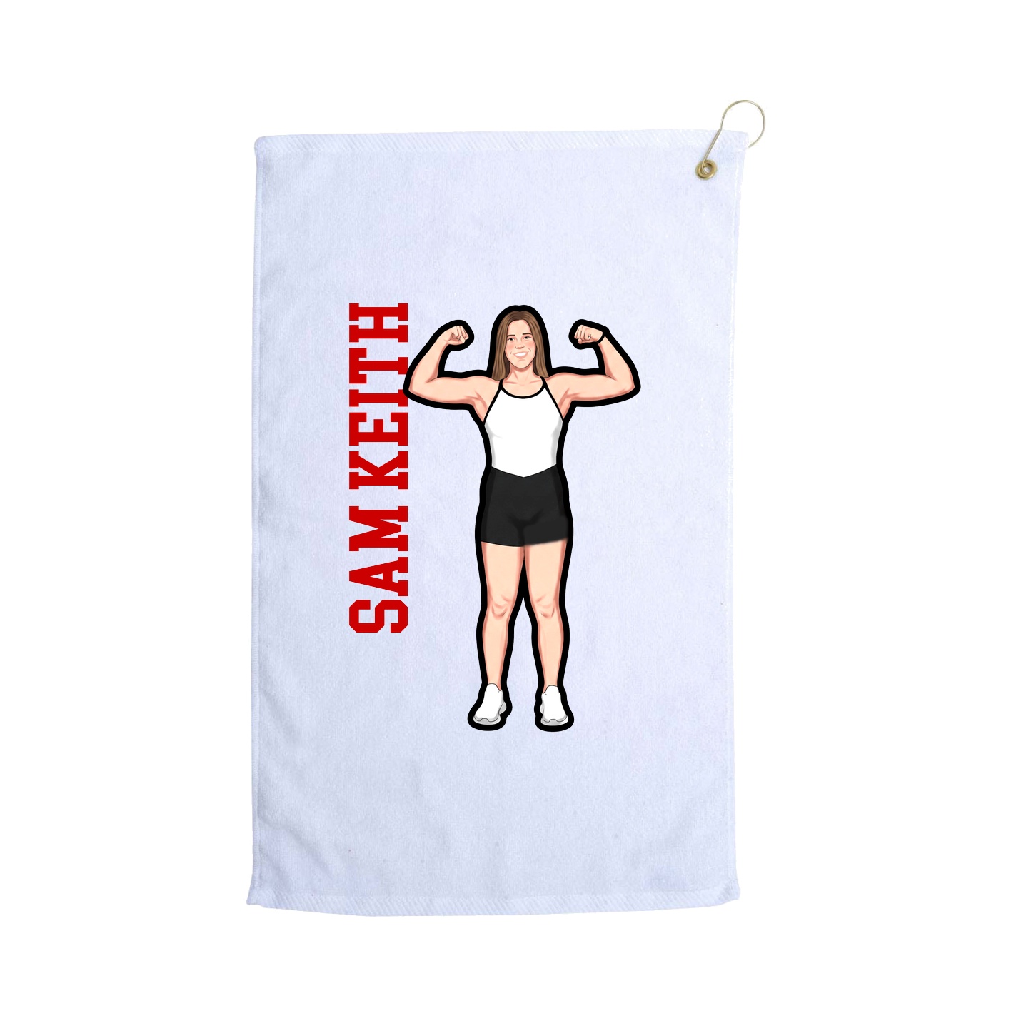 Golf Towel — Name Vertical in White