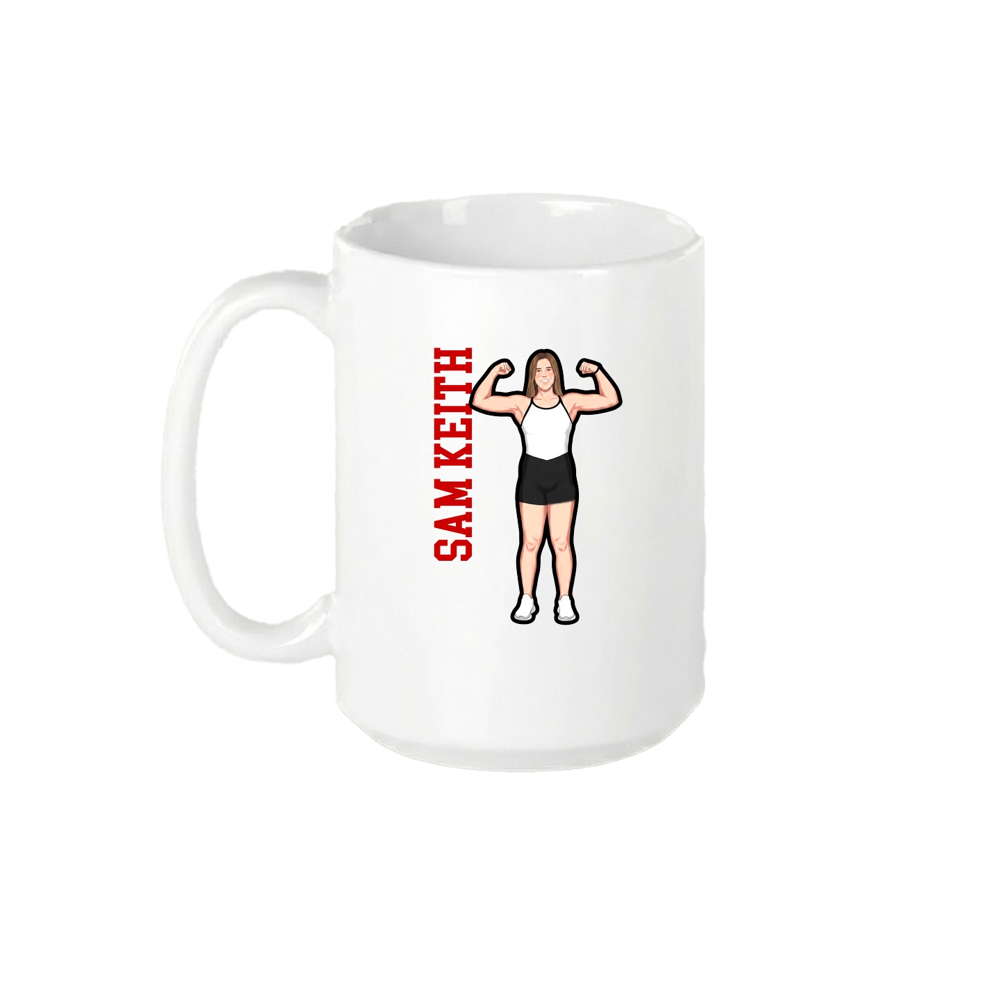 15oz Coffee Mug — Name Vertical in White