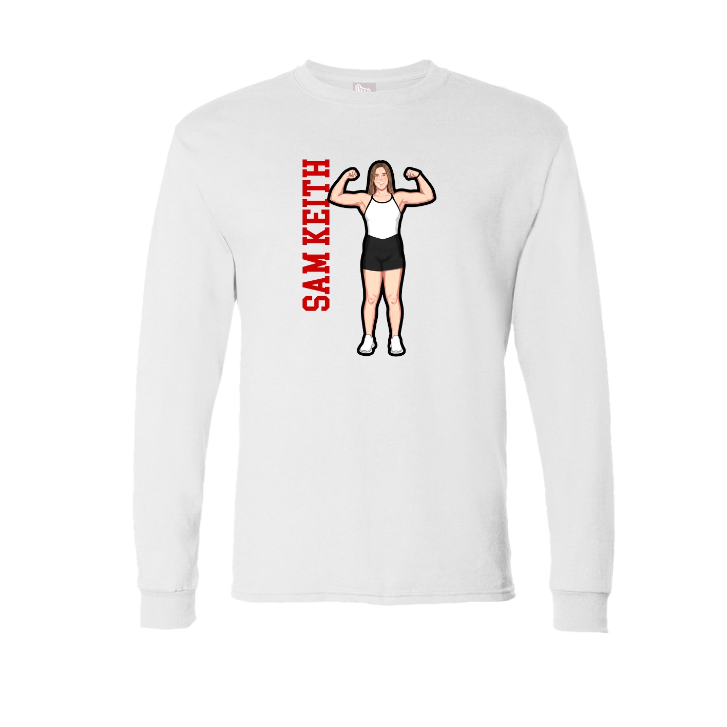Long Sleeve Tee — Name Vertical in White