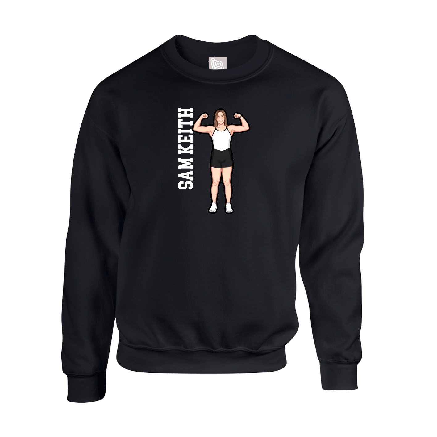 Fleece Crew — Name Vertical in Black