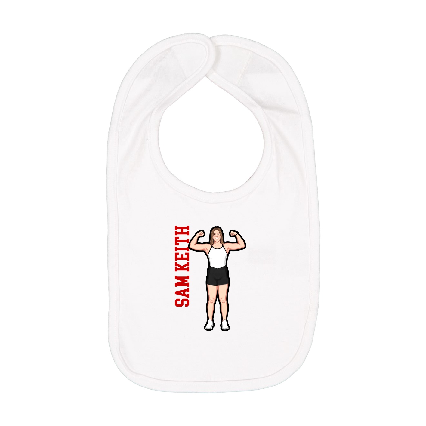 Infant Bib — Name Vertical in White