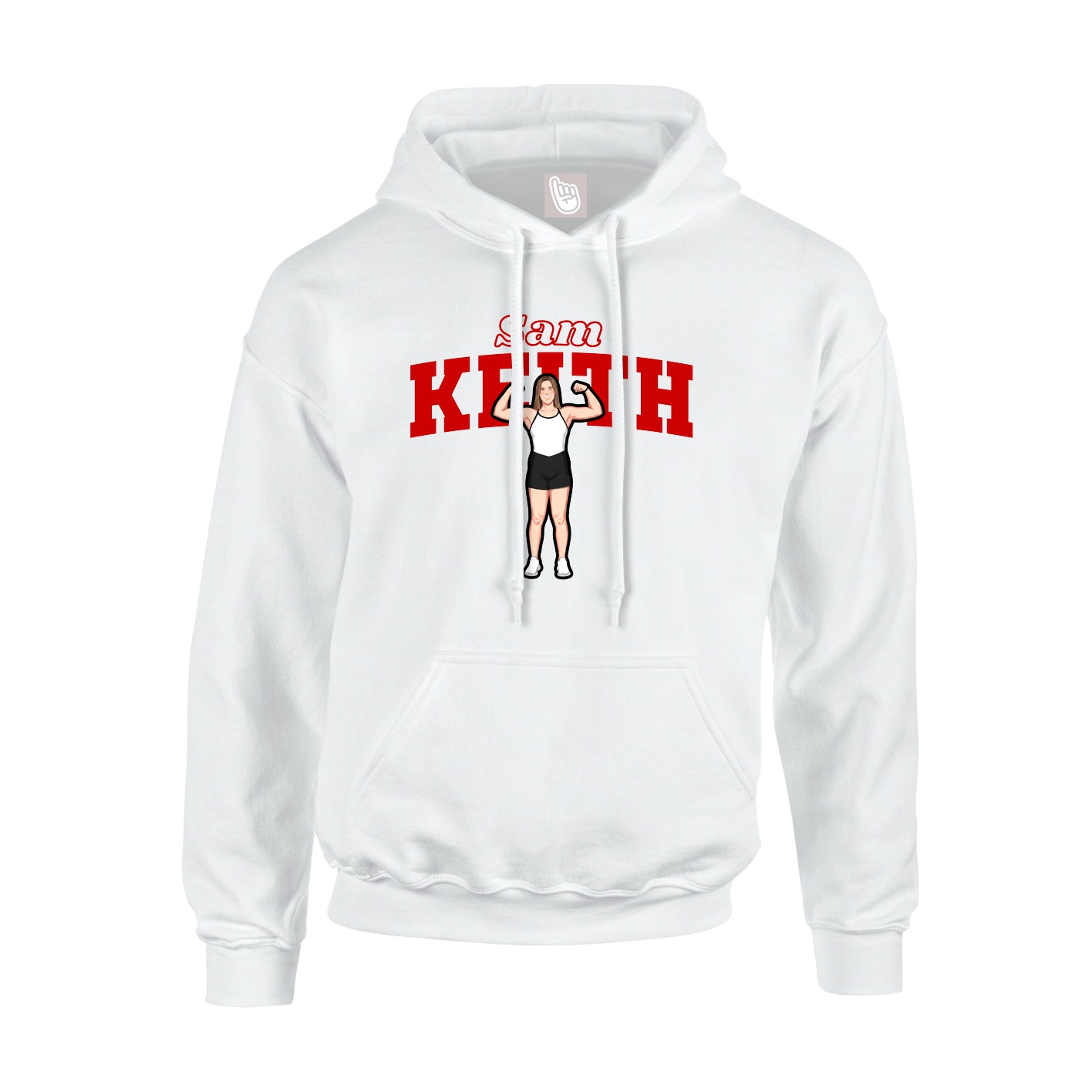 Youth Hoodie — Name Arch in White