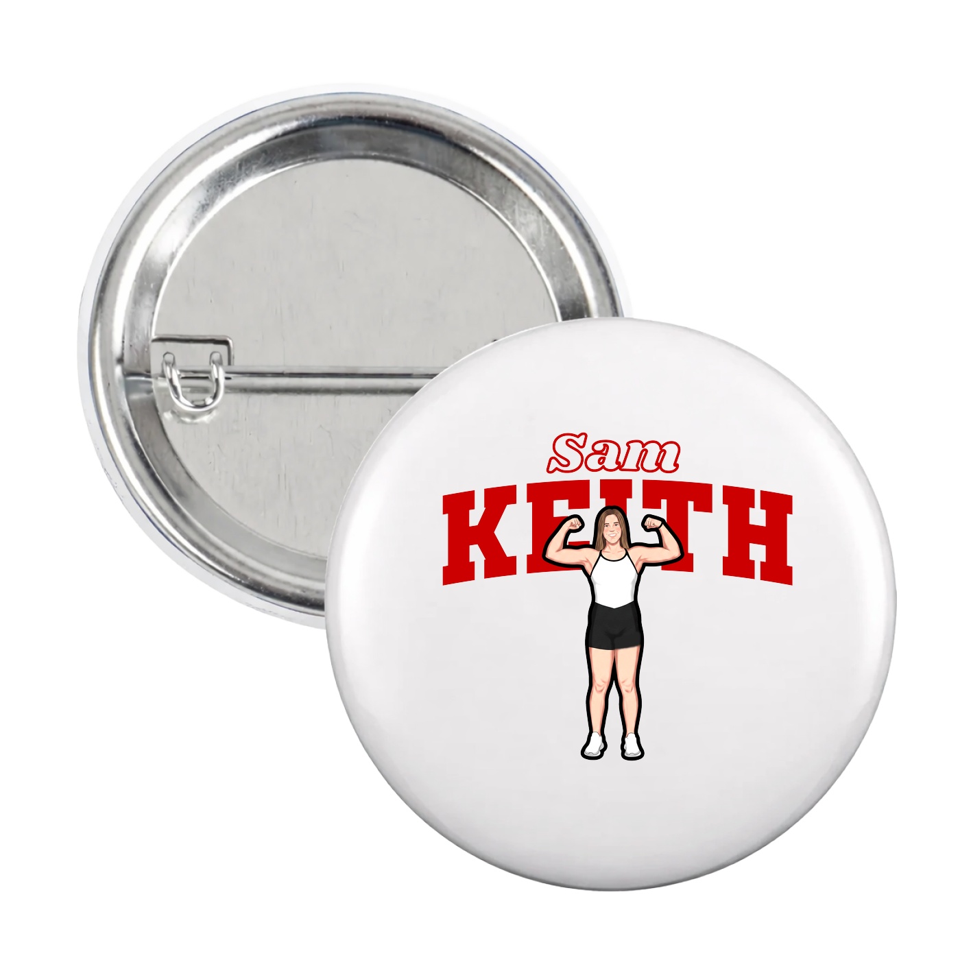 Game Day Button — Name Arch in White