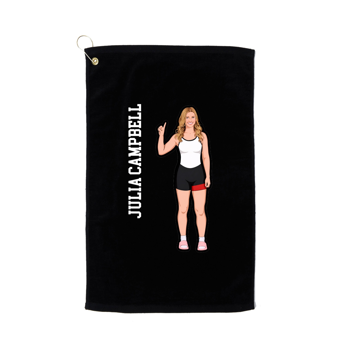 Golf Towel — Name Vertical in Black
