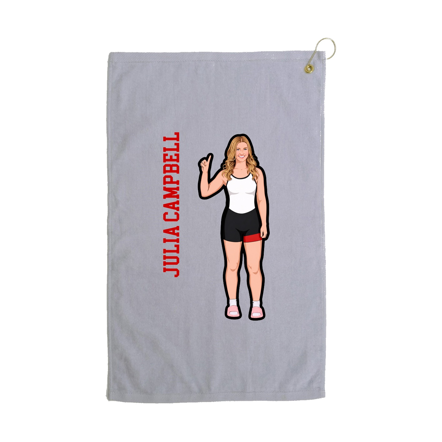 Golf Towel — Name Vertical in Grey