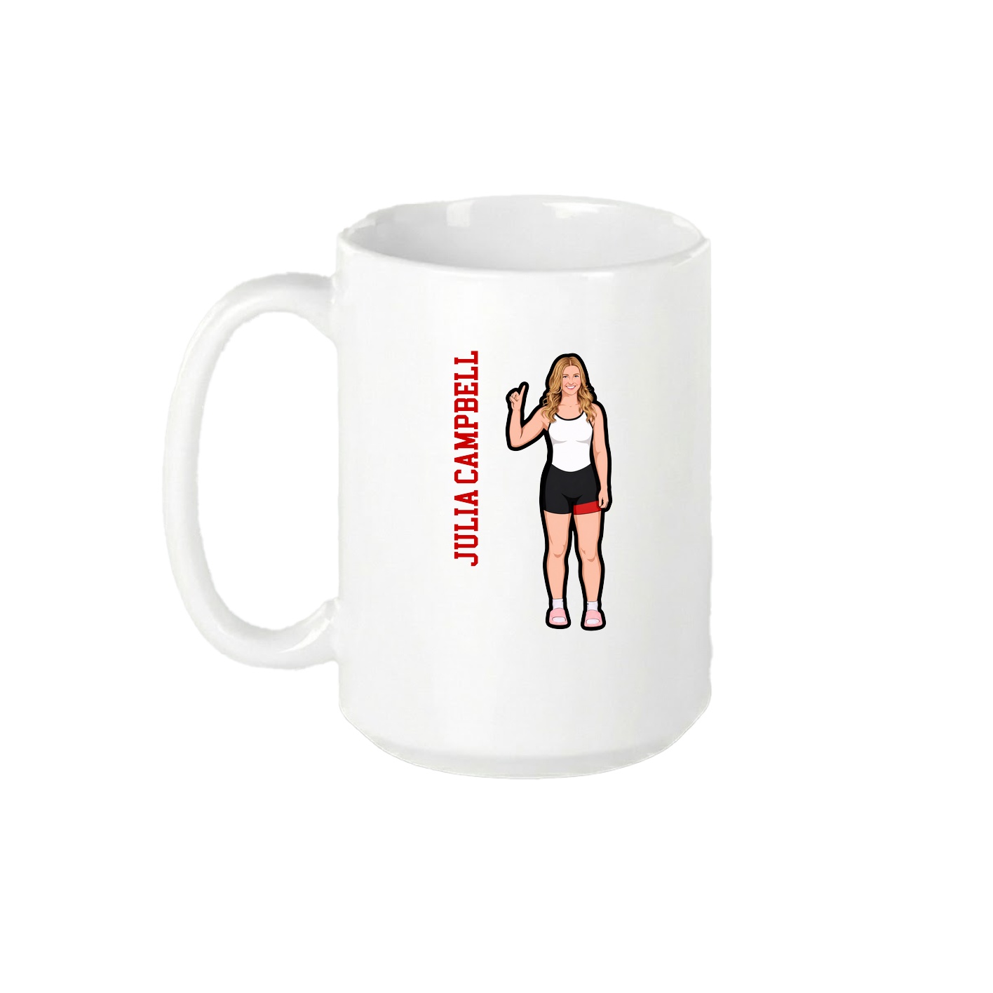 15oz Coffee Mug — Name Vertical in White