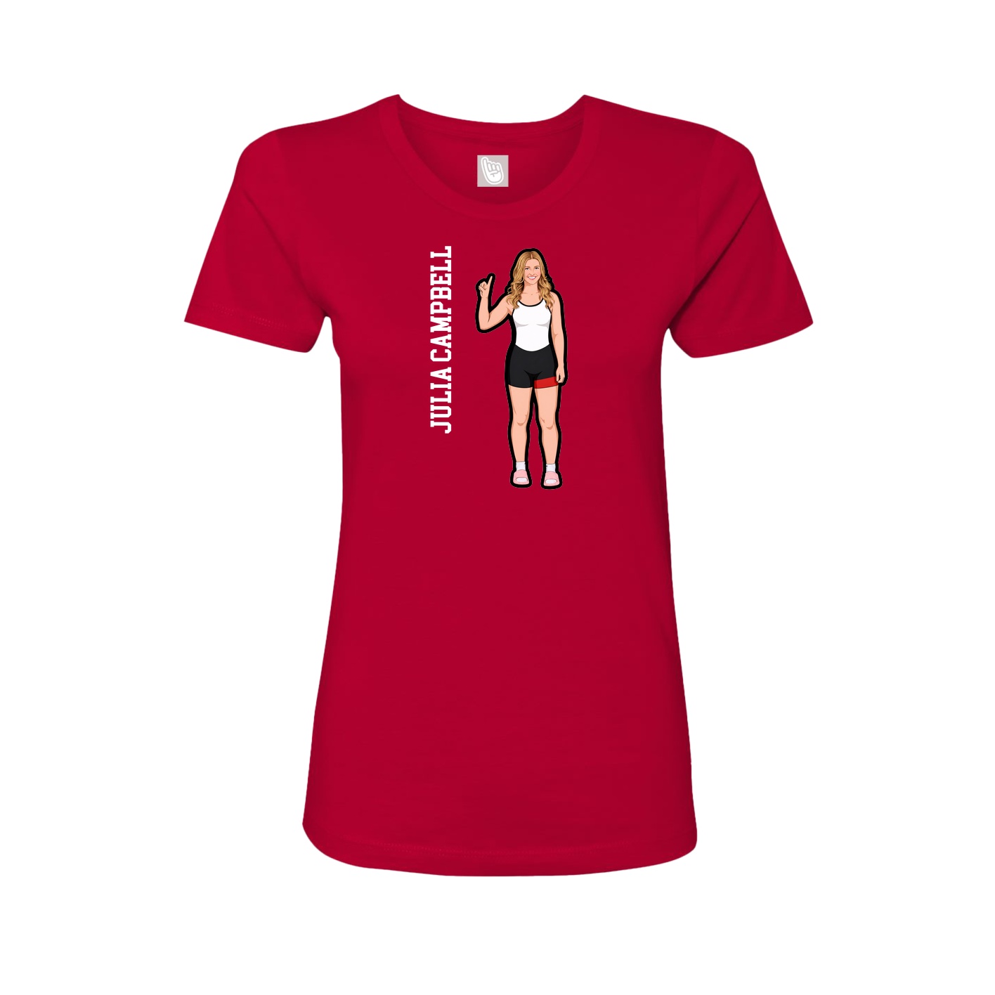 Fitted Women's Tee — Name Vertical in Red