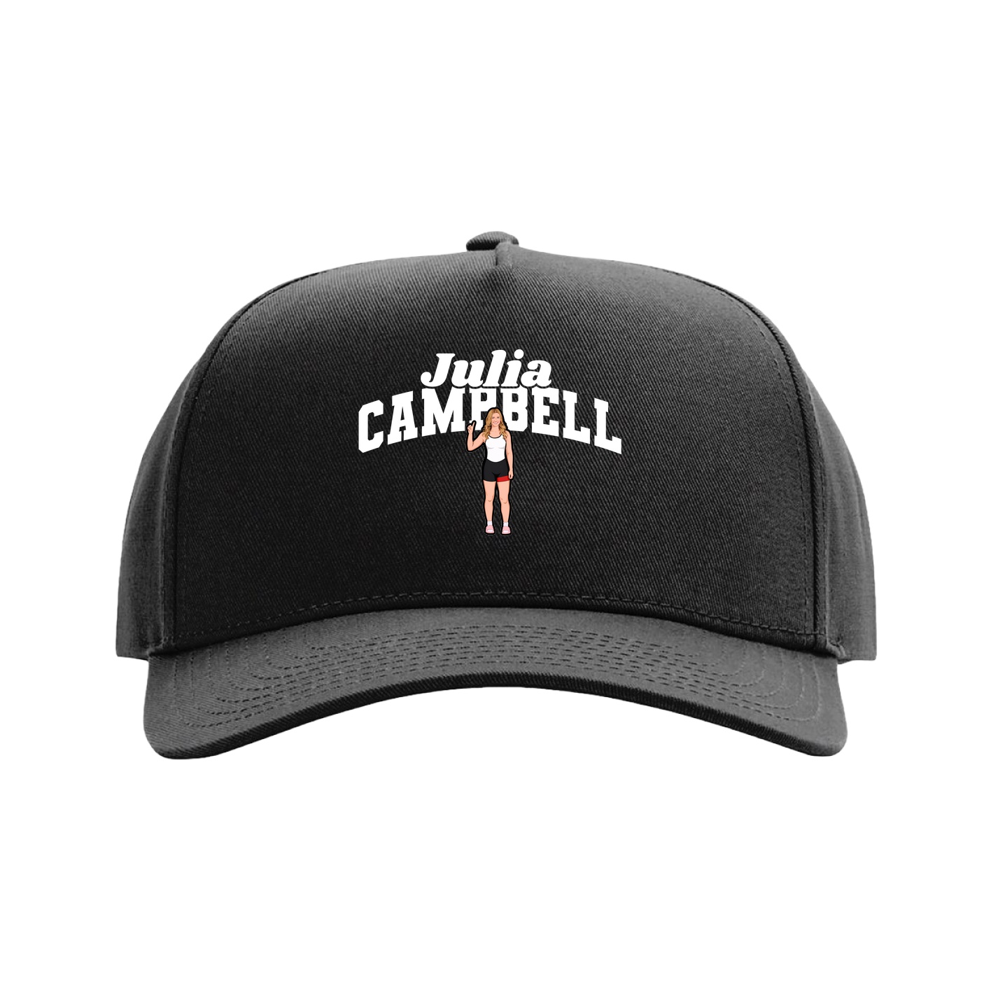 Full Fabric Five-Panel Champ Cap — Signature Arch in Black