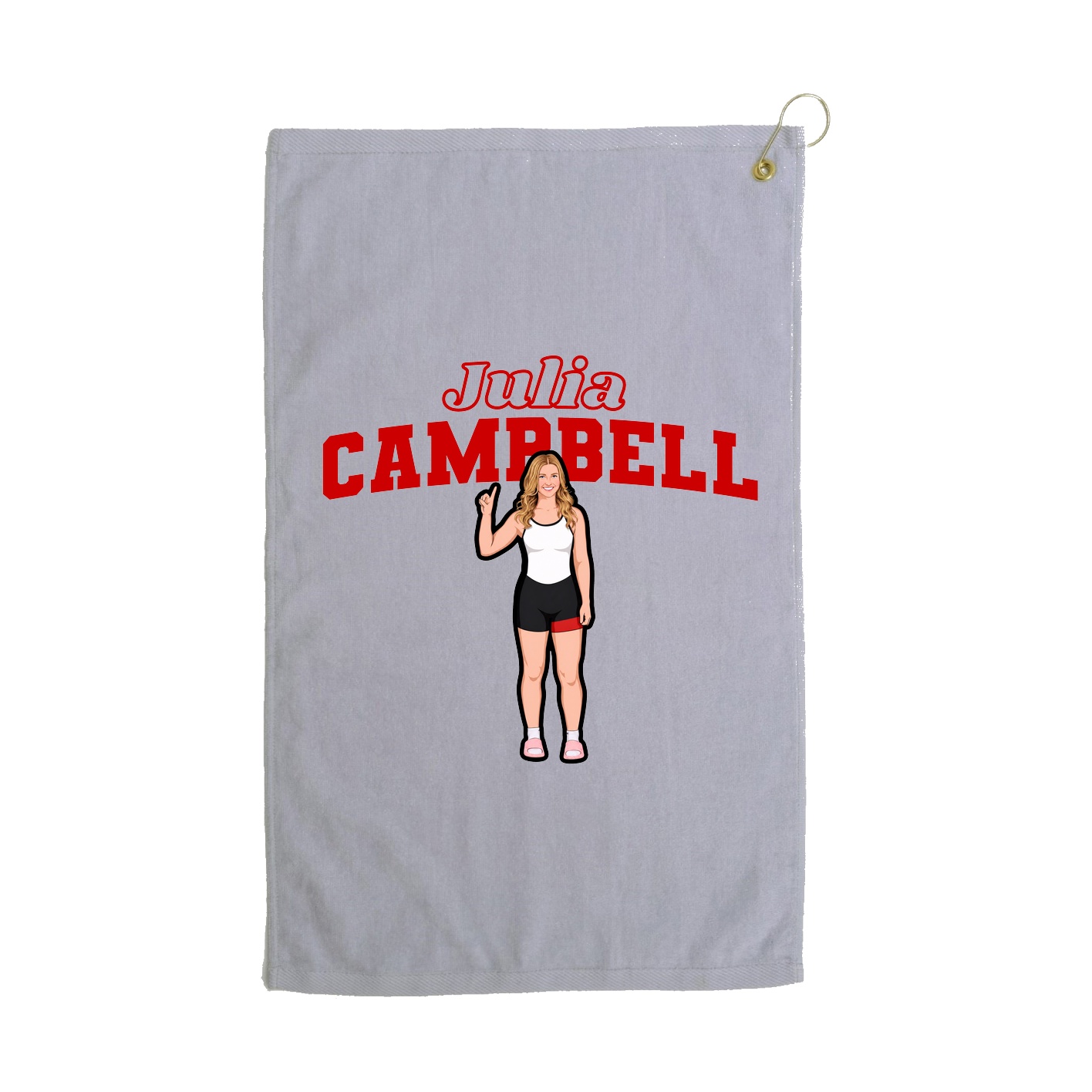 Golf Towel — Name Arch in Grey