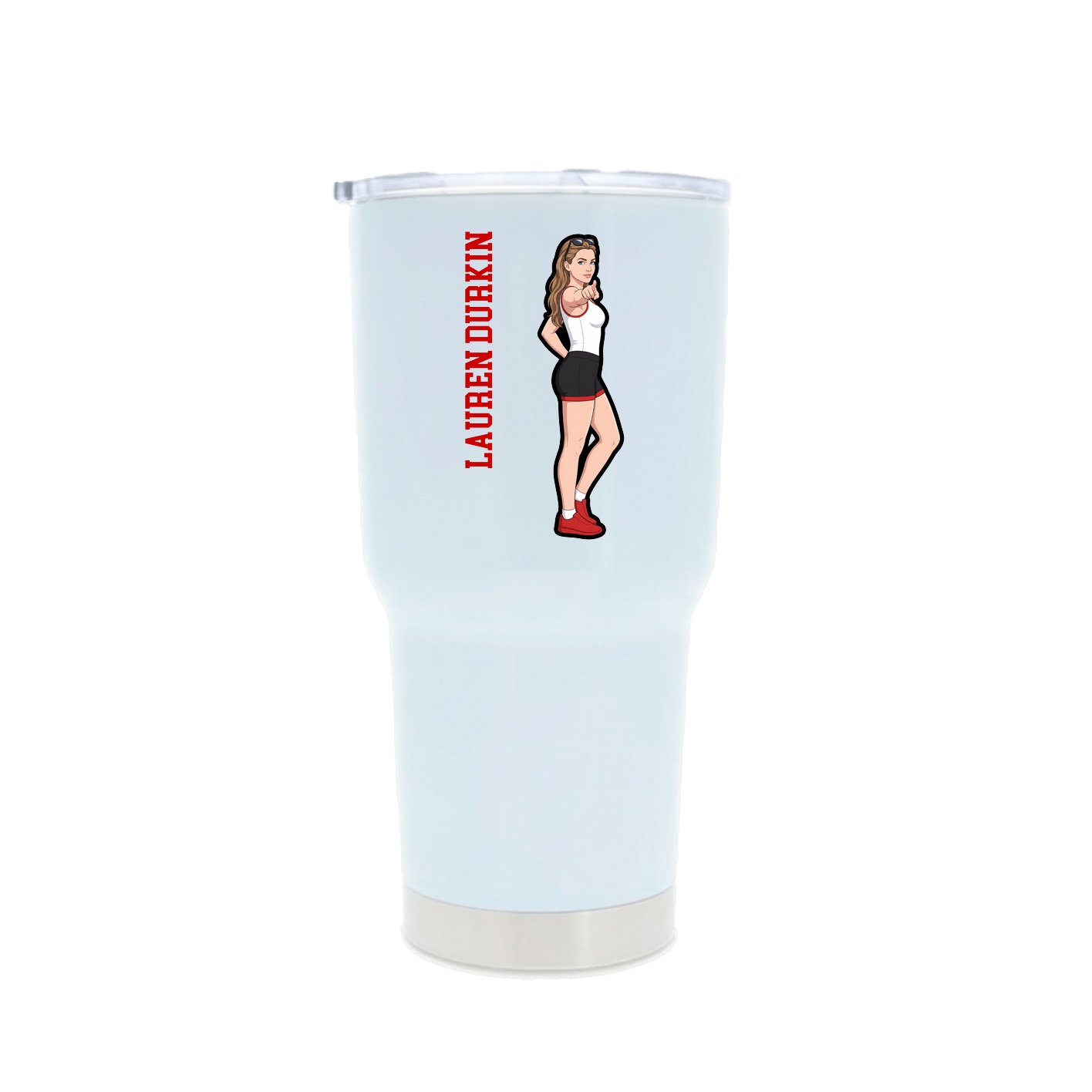 30oz Stainless Steel Tumbler — Name Vertical in White