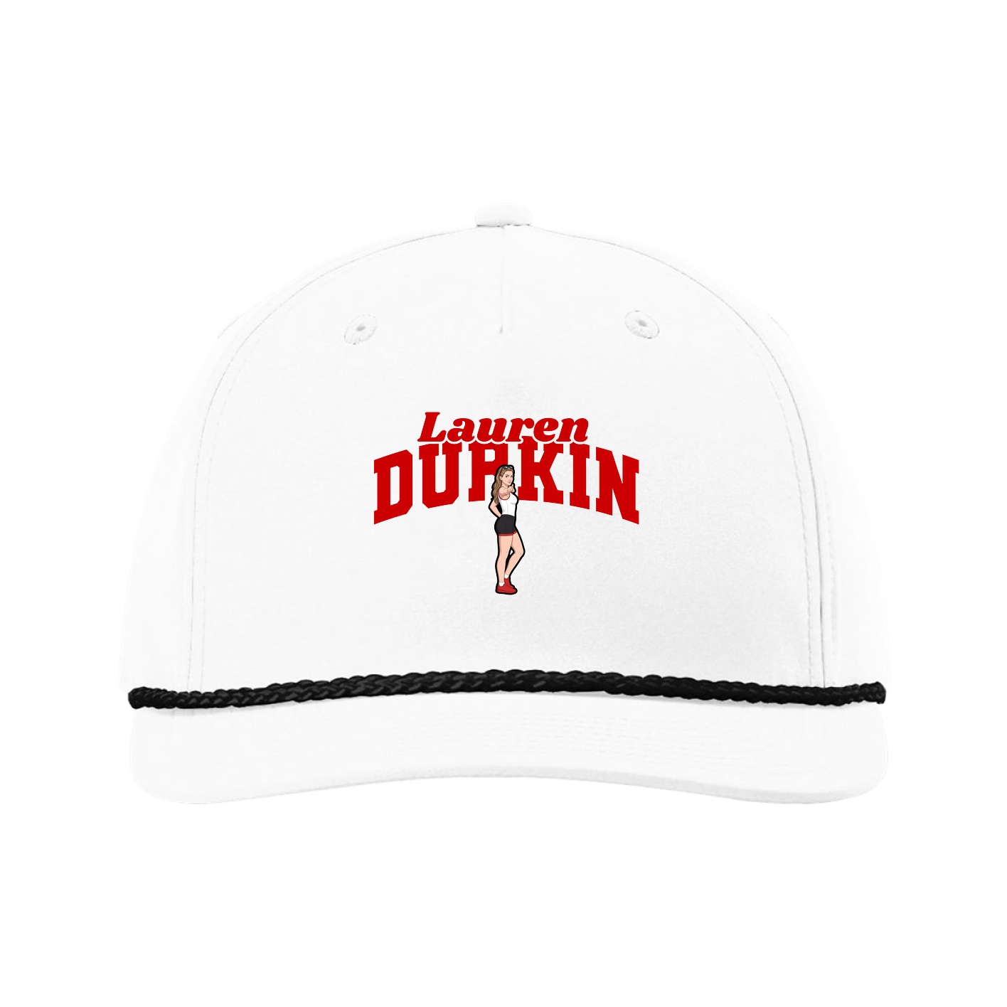 Five-Panel Classic Rope Cap — Signature Arch in White