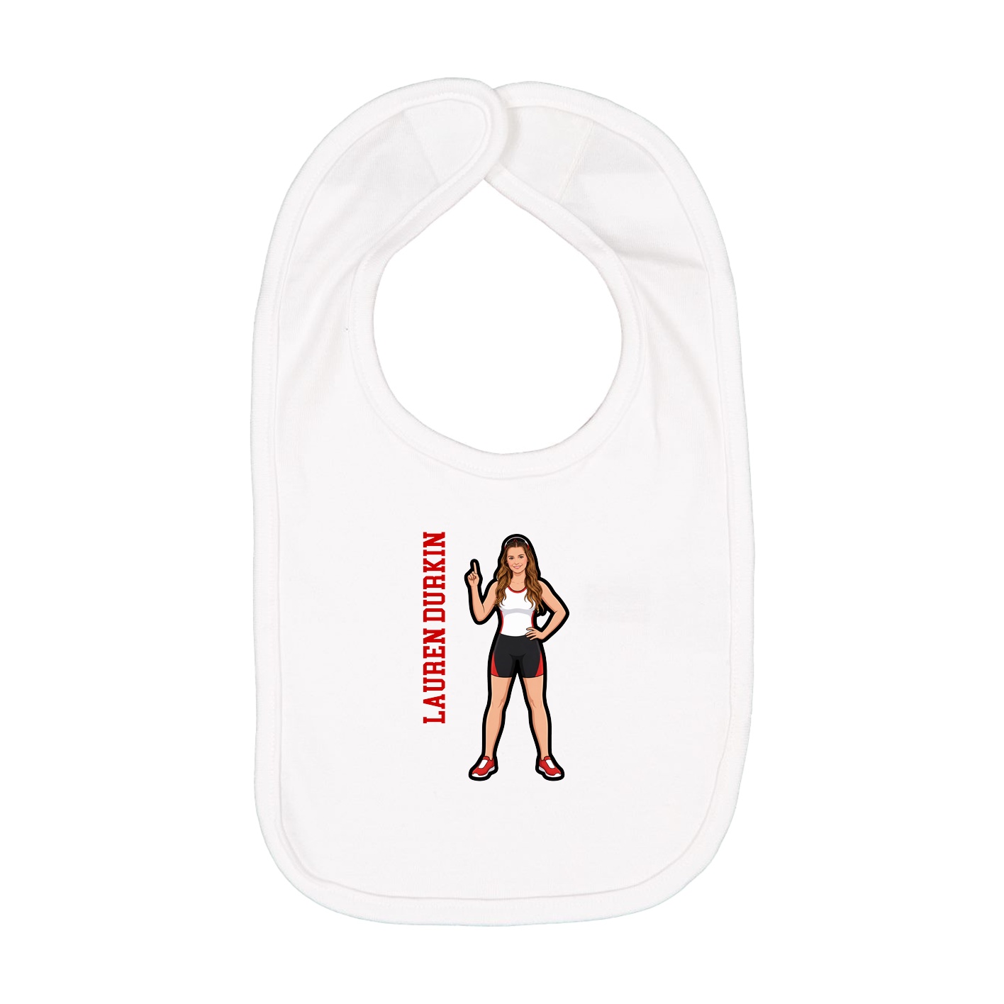 Infant Bib — Name Vertical in White
