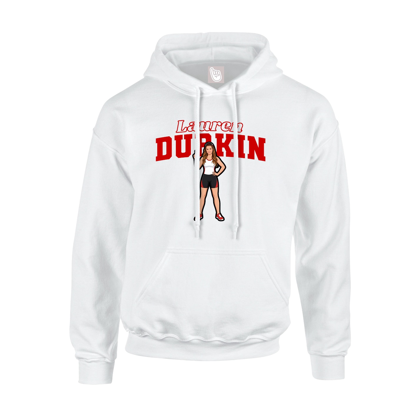 Youth Hoodie — Name Arch in White