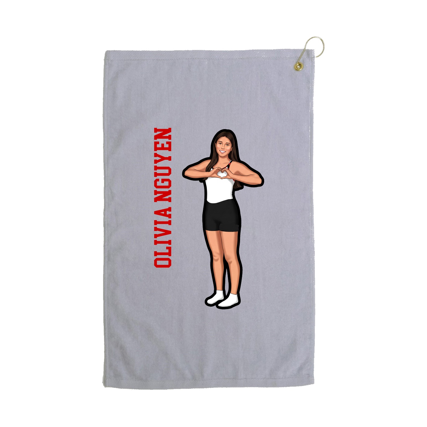 Golf Towel — Name Vertical in Grey