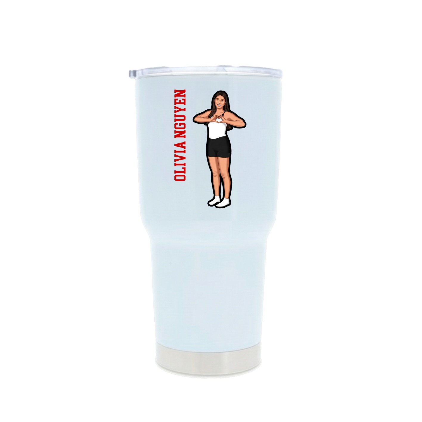 30oz Stainless Steel Tumbler — Name Vertical in White
