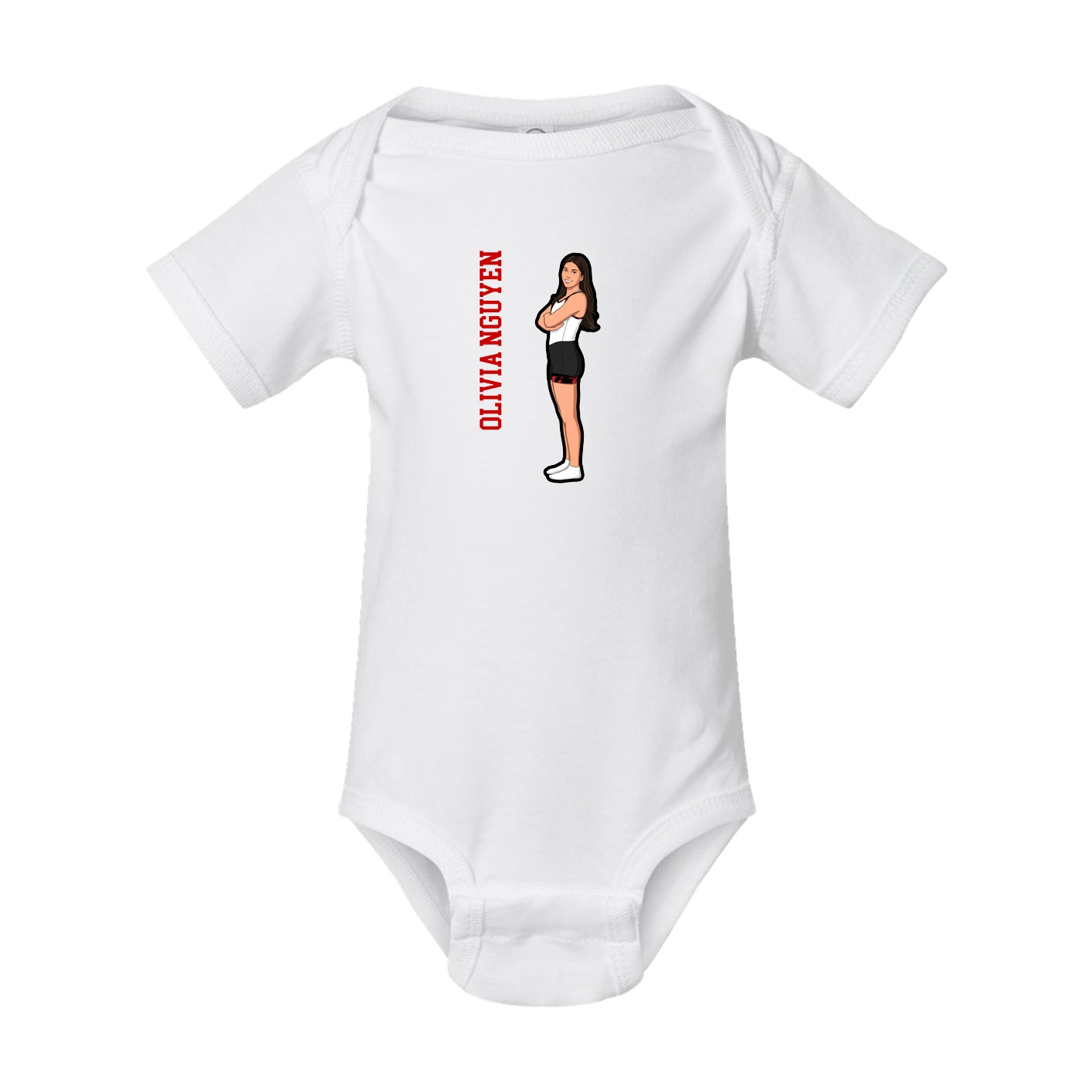 Baby Onesie — Name Vertical in White