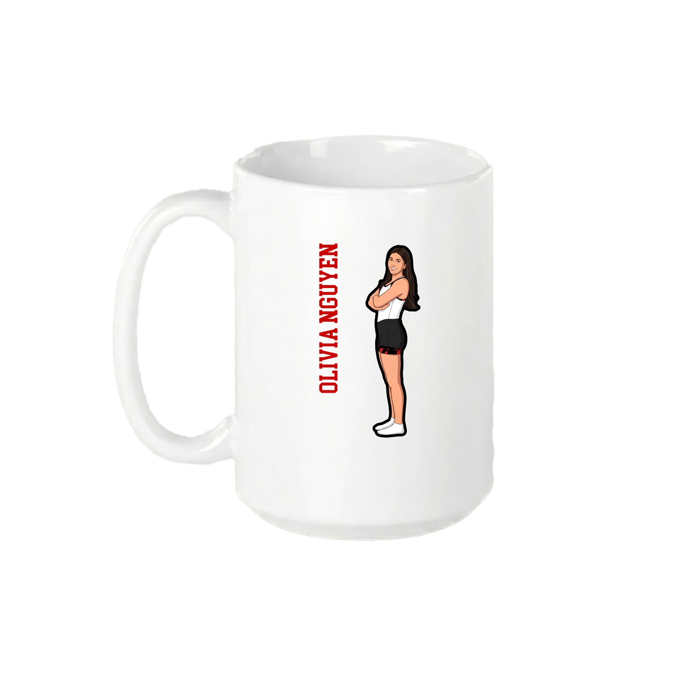 15oz Coffee Mug — Name Vertical in White