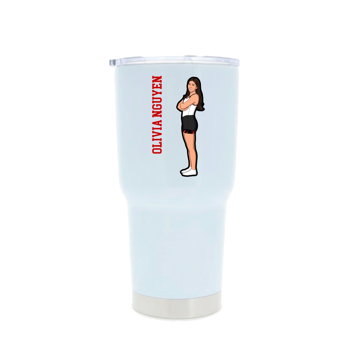 30oz Stainless Steel Tumbler — Name Vertical in White