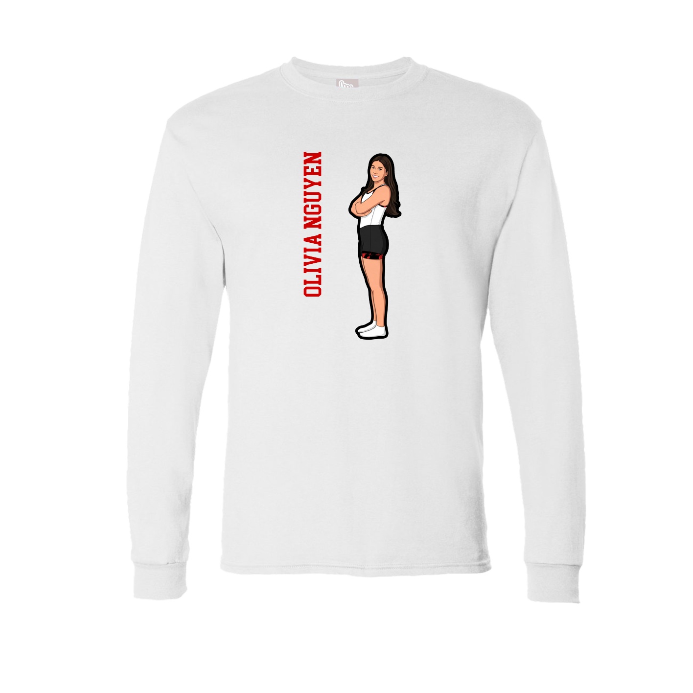 Long Sleeve Tee — Name Vertical in White