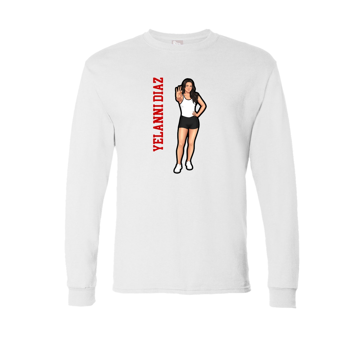 Long Sleeve Tee — Name Vertical in White