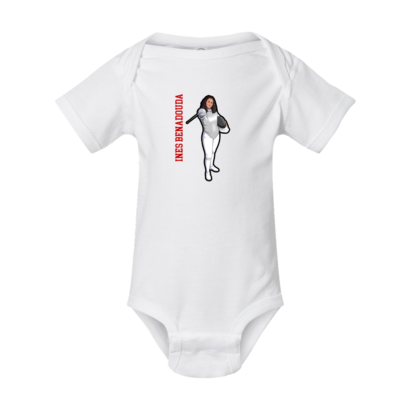 Baby Onesie — Name Vertical in White