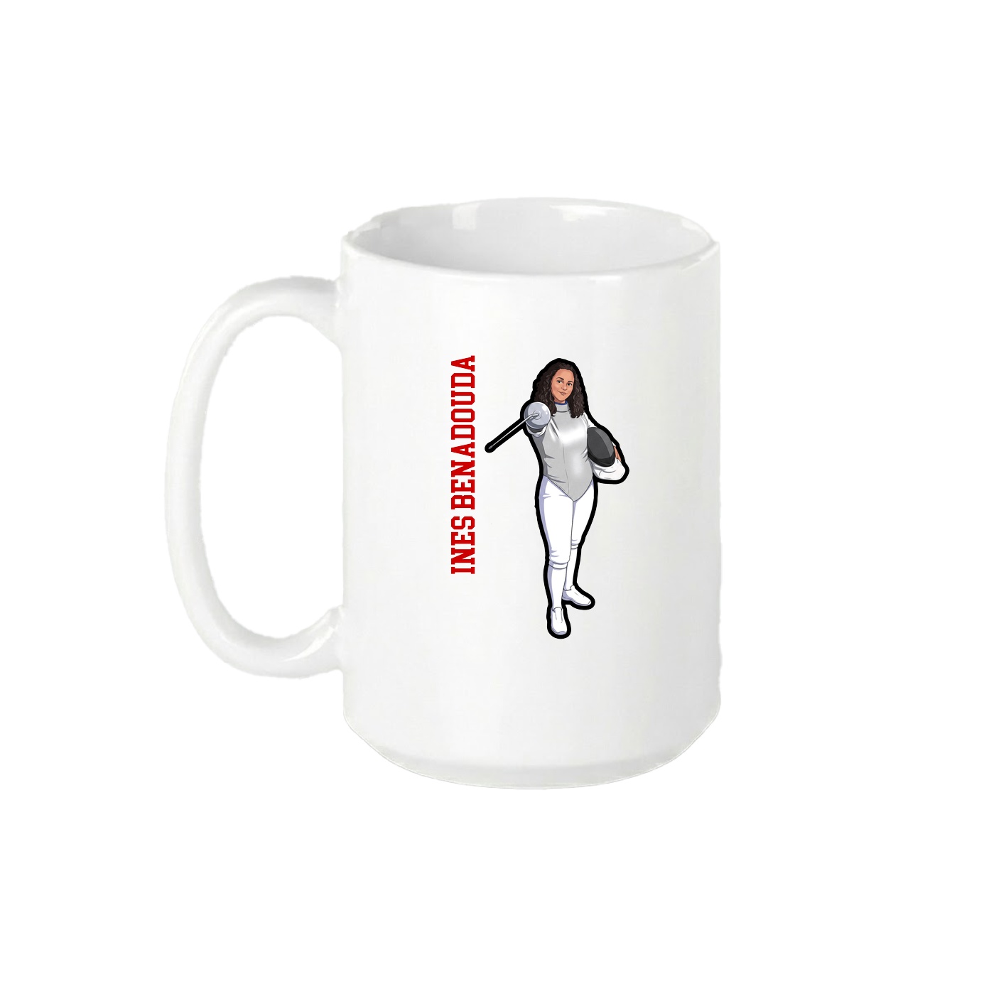 15oz Coffee Mug — Name Vertical in White