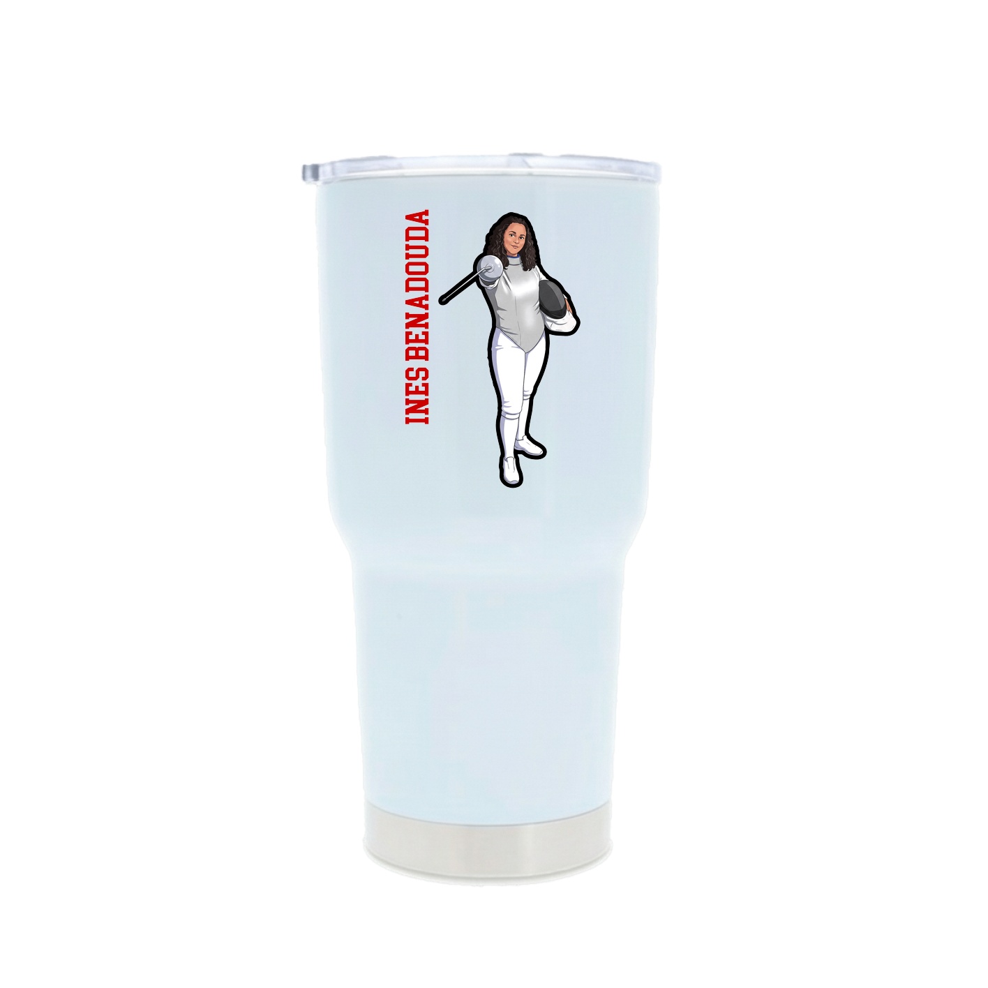 30oz Stainless Steel Tumbler — Name Vertical in White