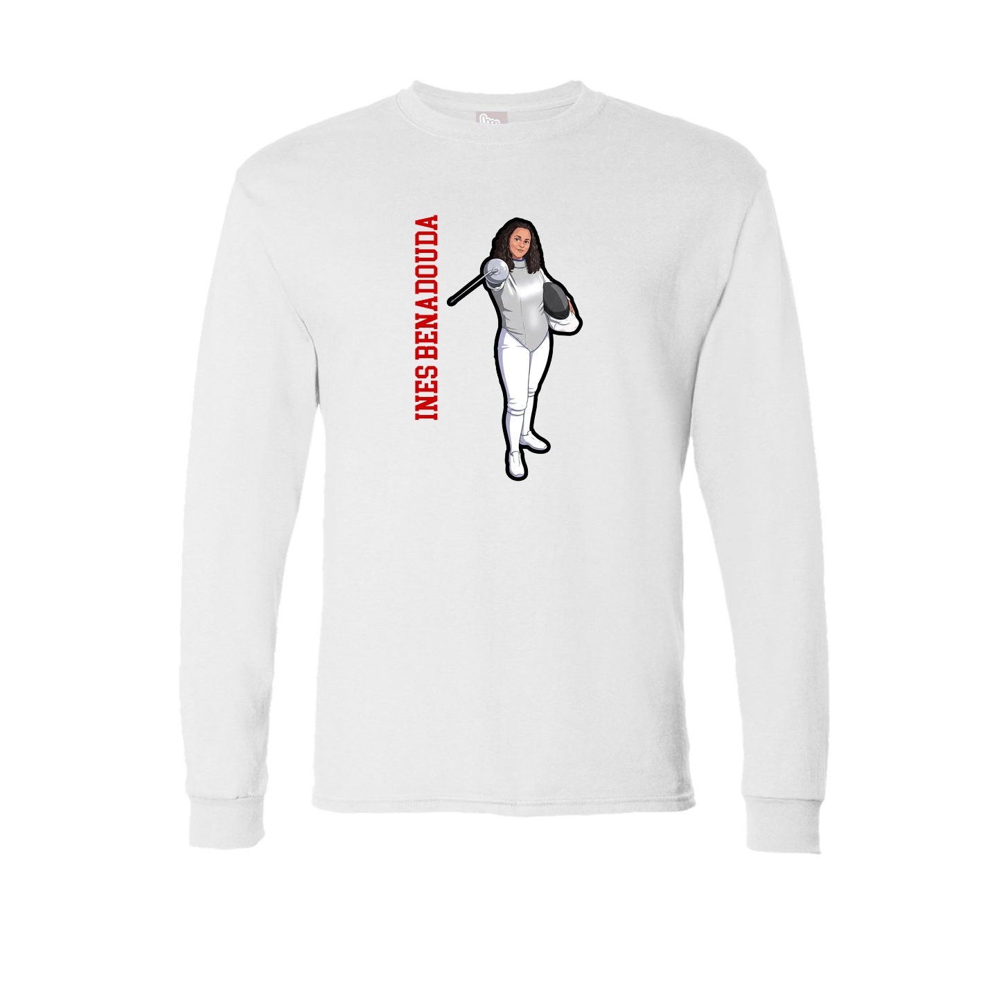Long Sleeve Tee — Name Vertical in White