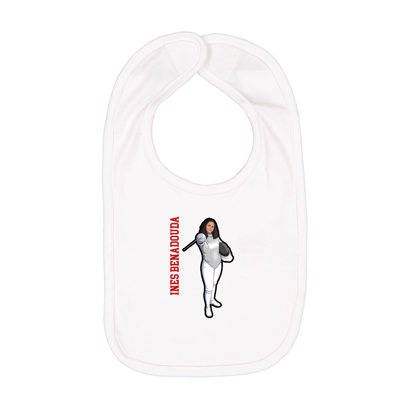 Infant Bib — Name Vertical in White