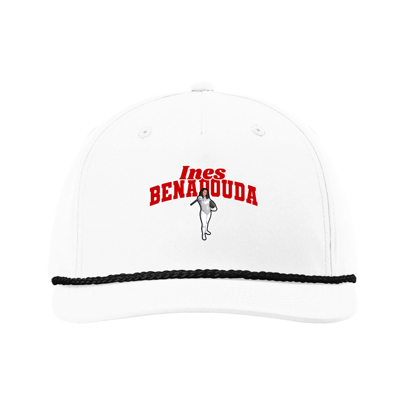 Five-Panel Classic Rope Cap — Signature Arch in White