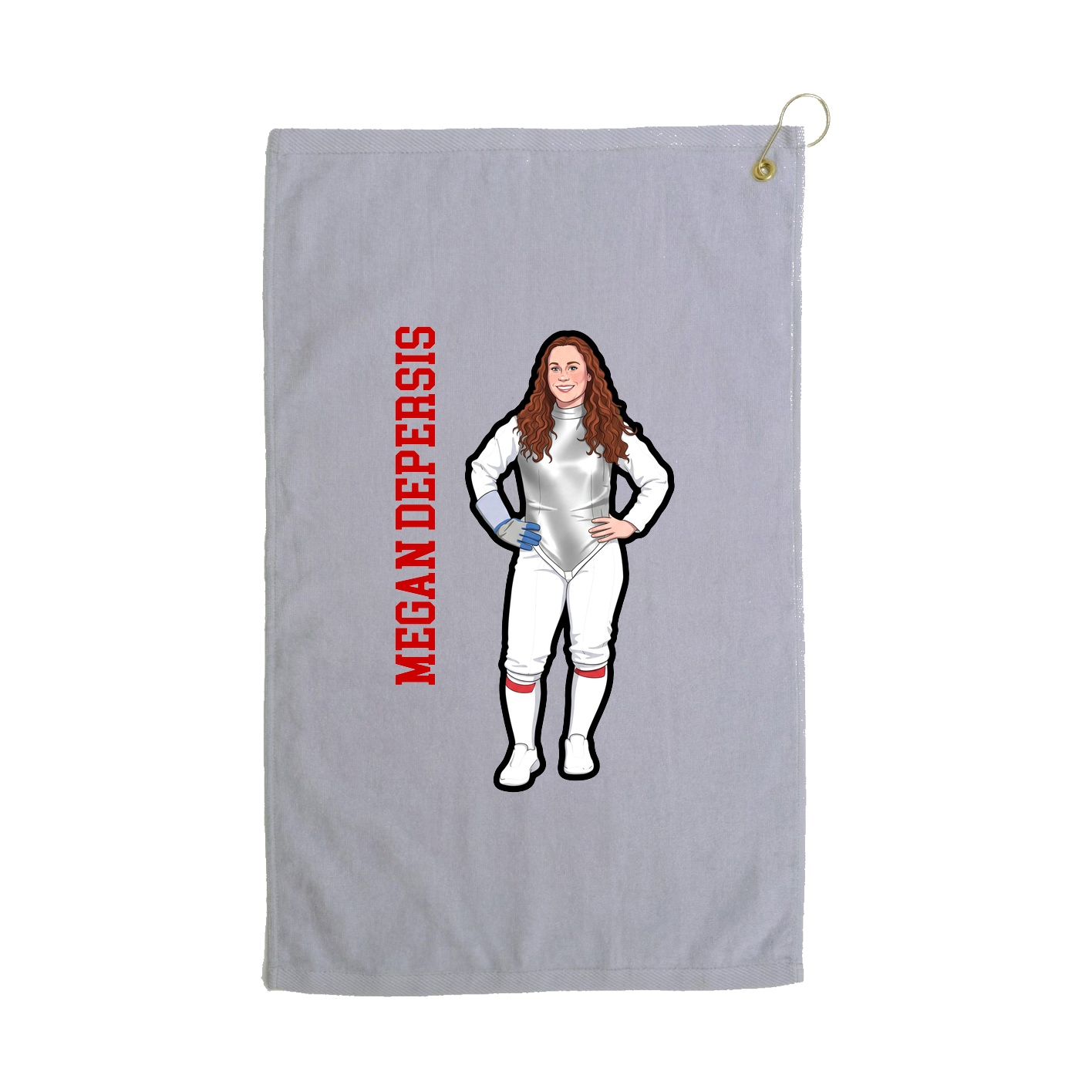Golf Towel — Name Vertical in Grey