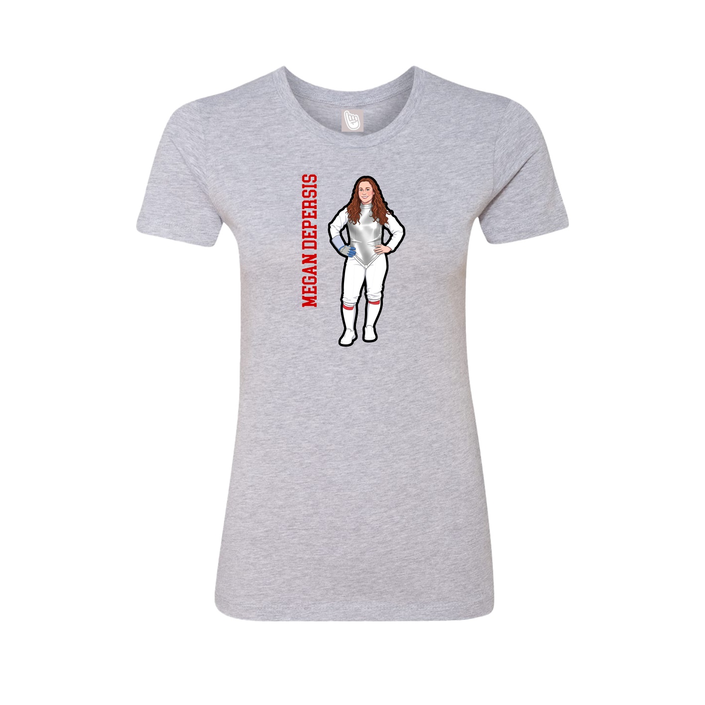 Fitted Women's Tee — Name Vertical in Grey