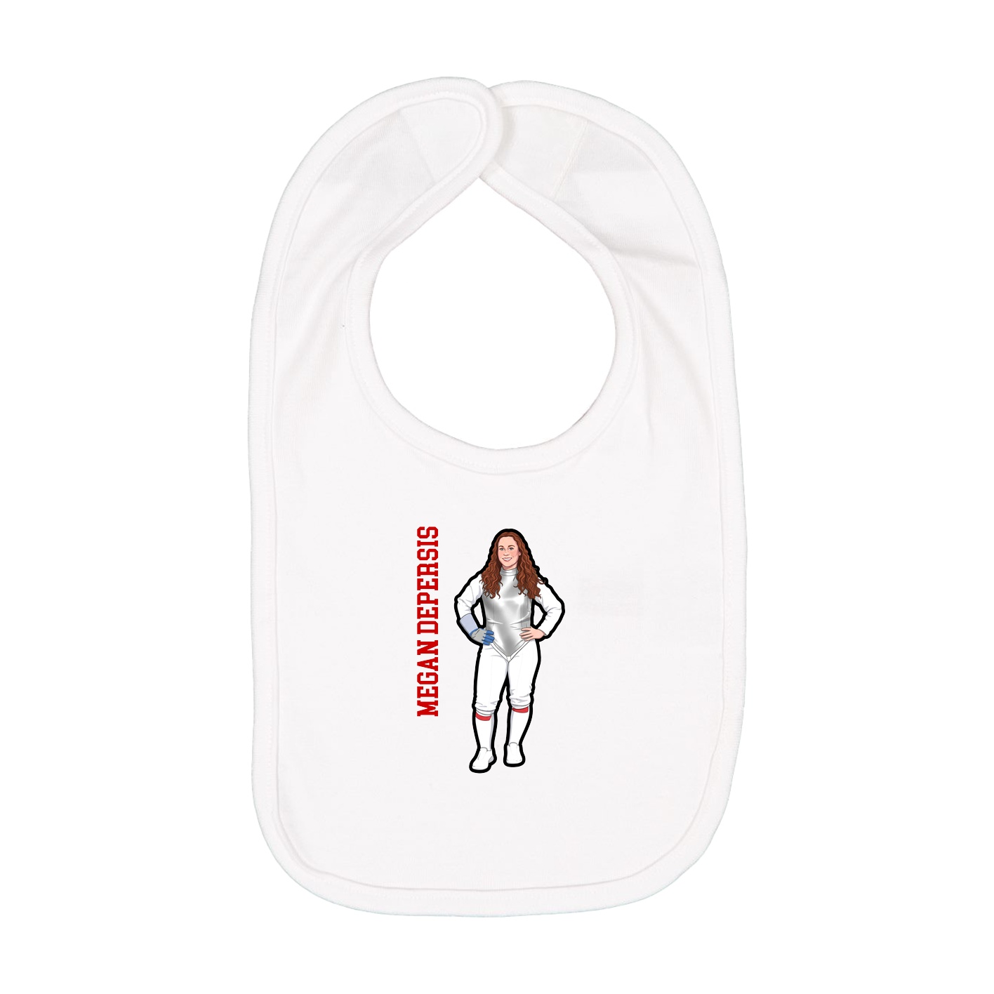 Infant Bib — Name Vertical in White