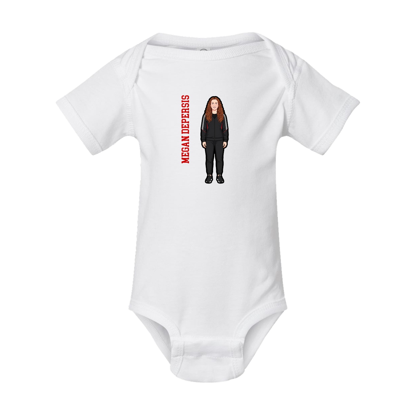 Baby Onesie — Name Vertical in White