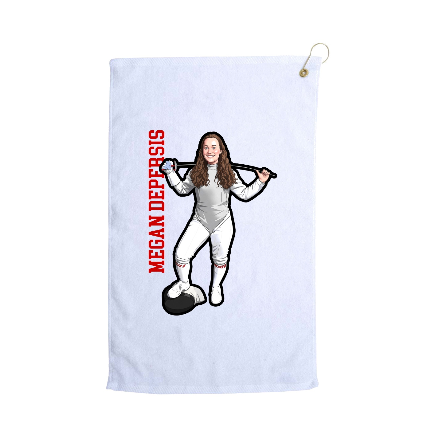 Golf Towel — Name Vertical in White
