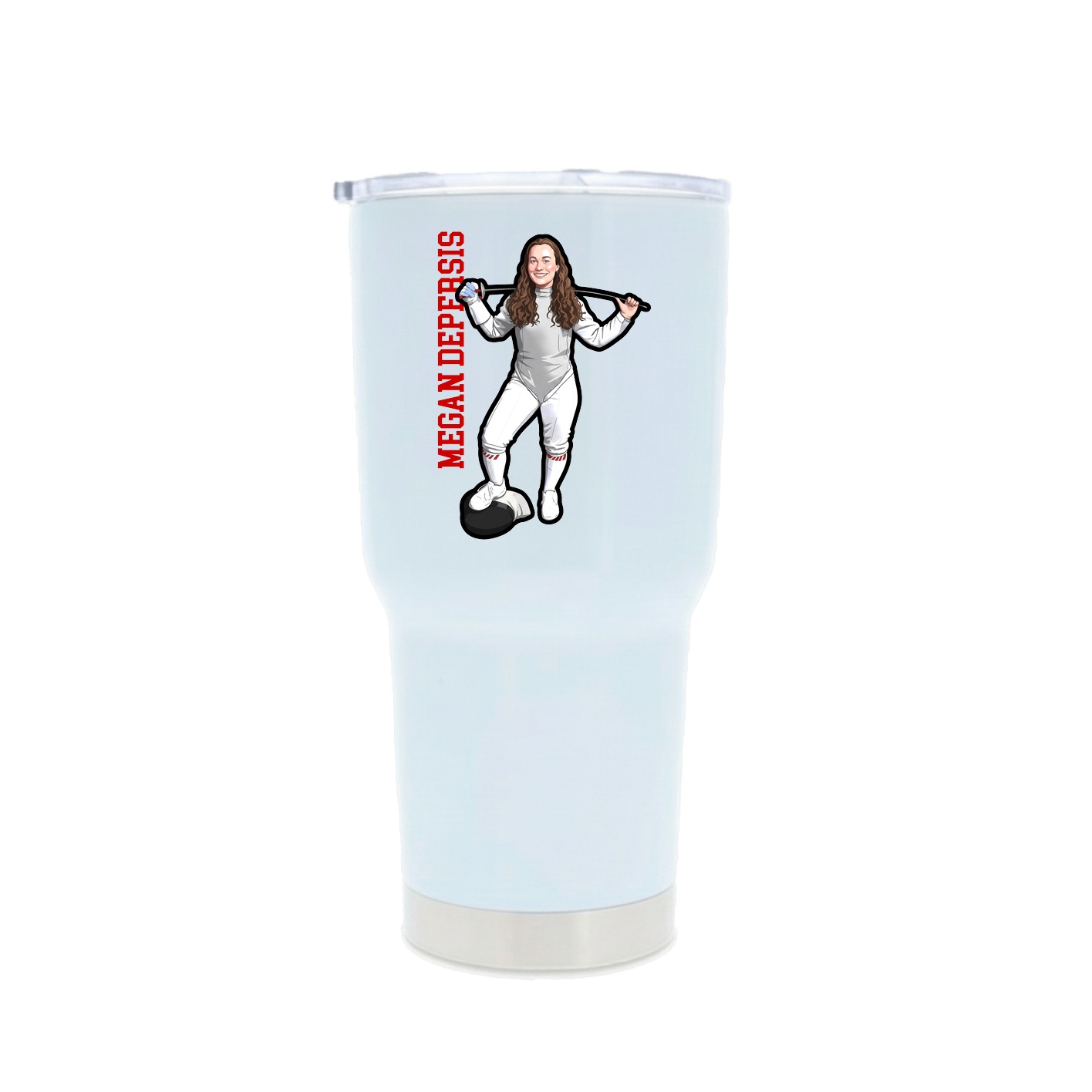 30oz Stainless Steel Tumbler — Name Vertical in White