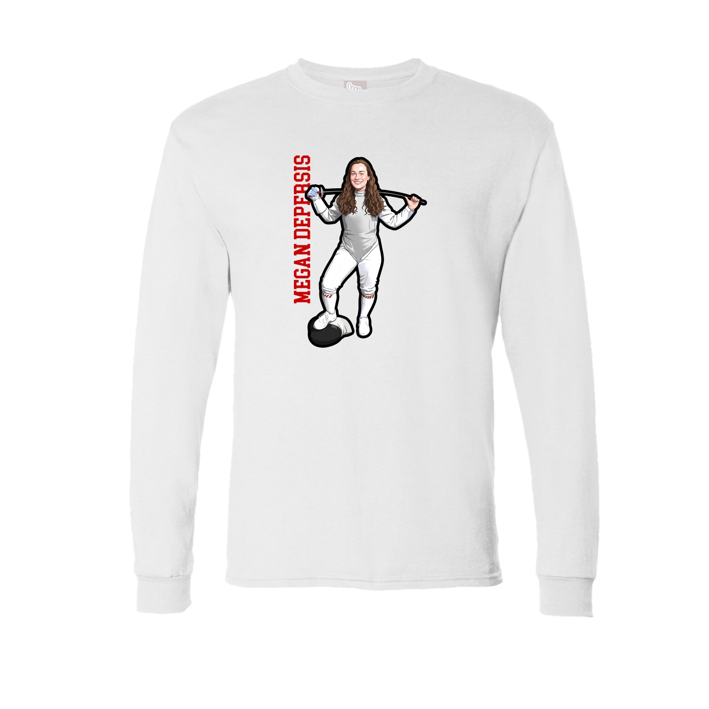 Long Sleeve Tee — Name Vertical in White