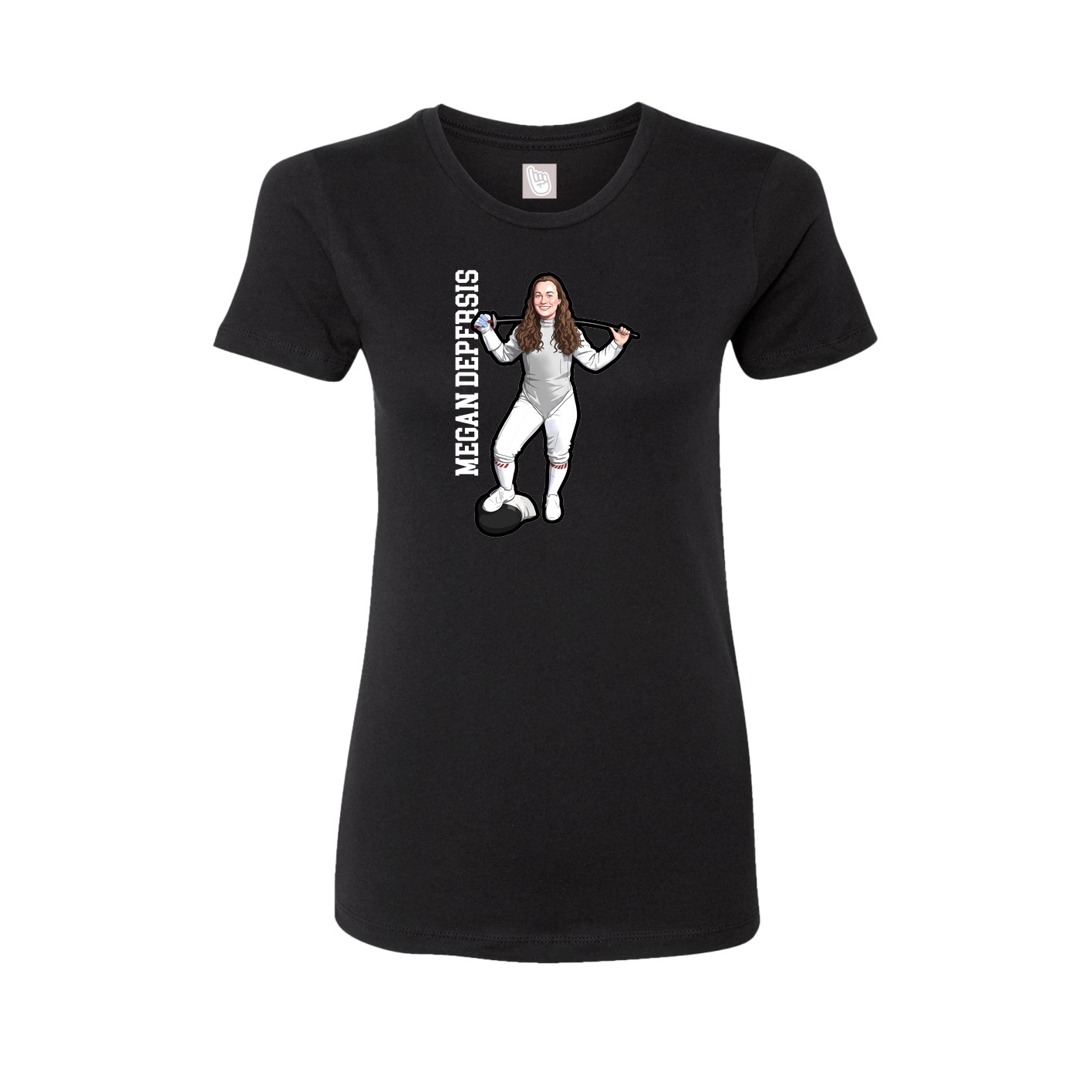 Fitted Women's Tee — Name Vertical in Black