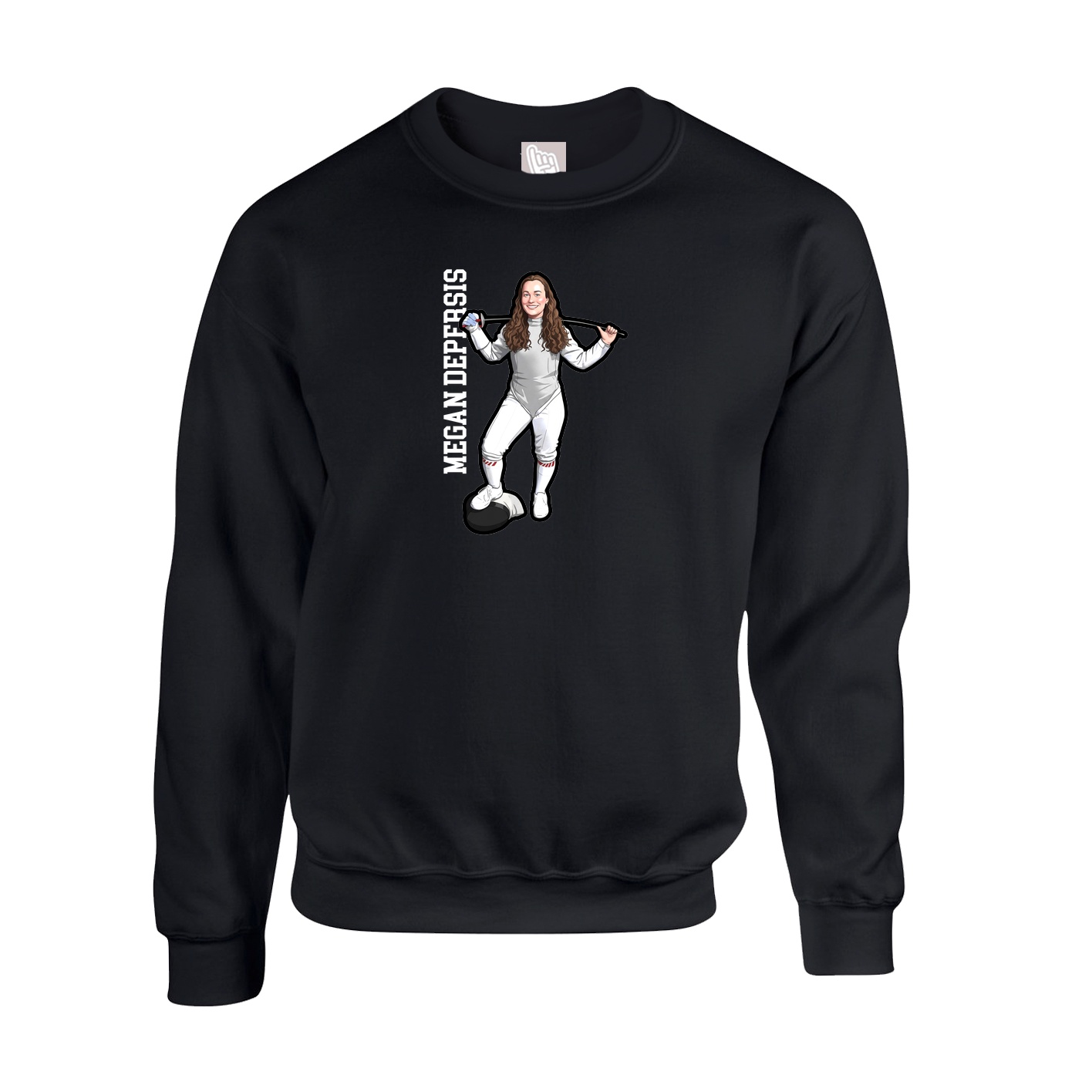 Fleece Crew — Name Vertical in Black