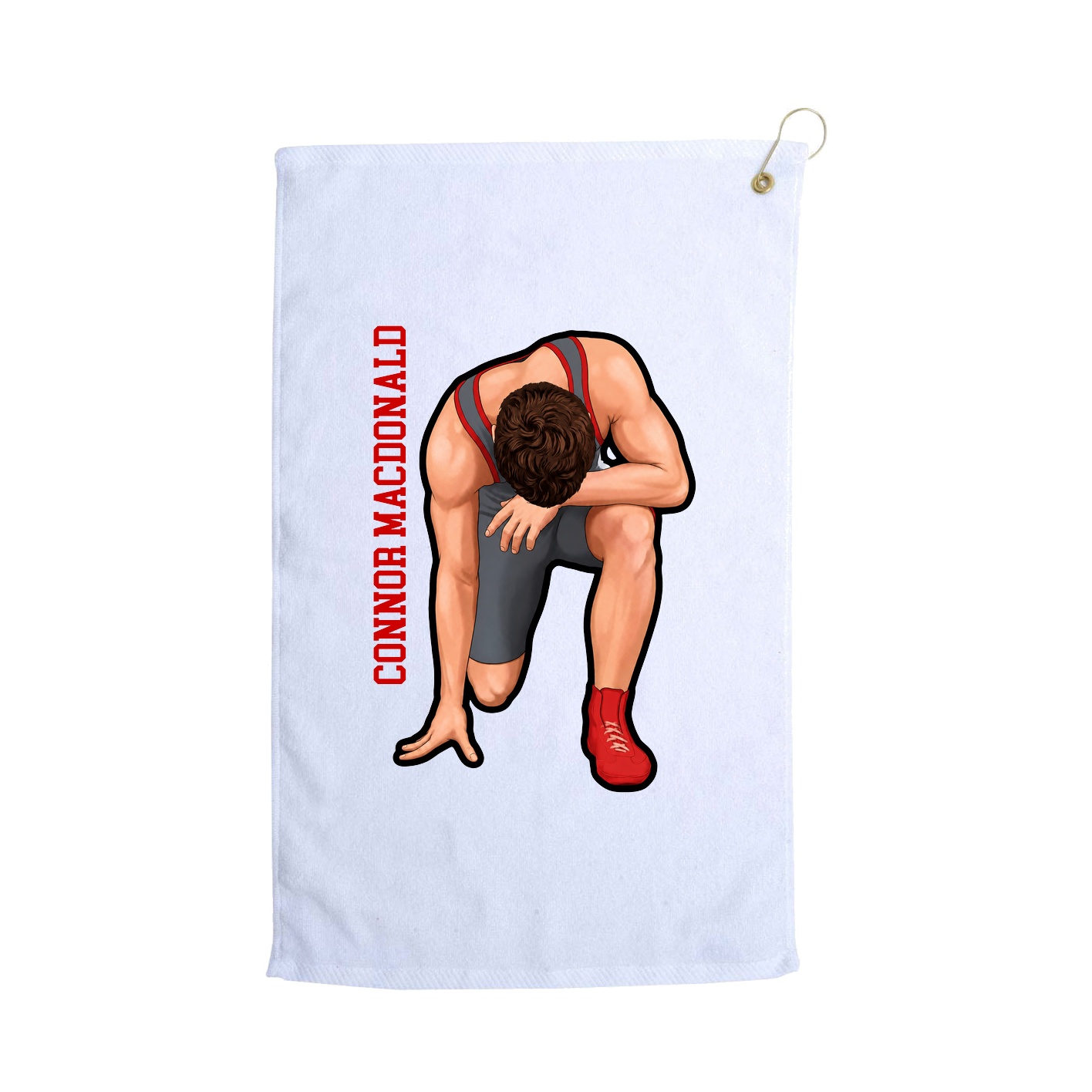 Golf Towel — Name Vertical in White