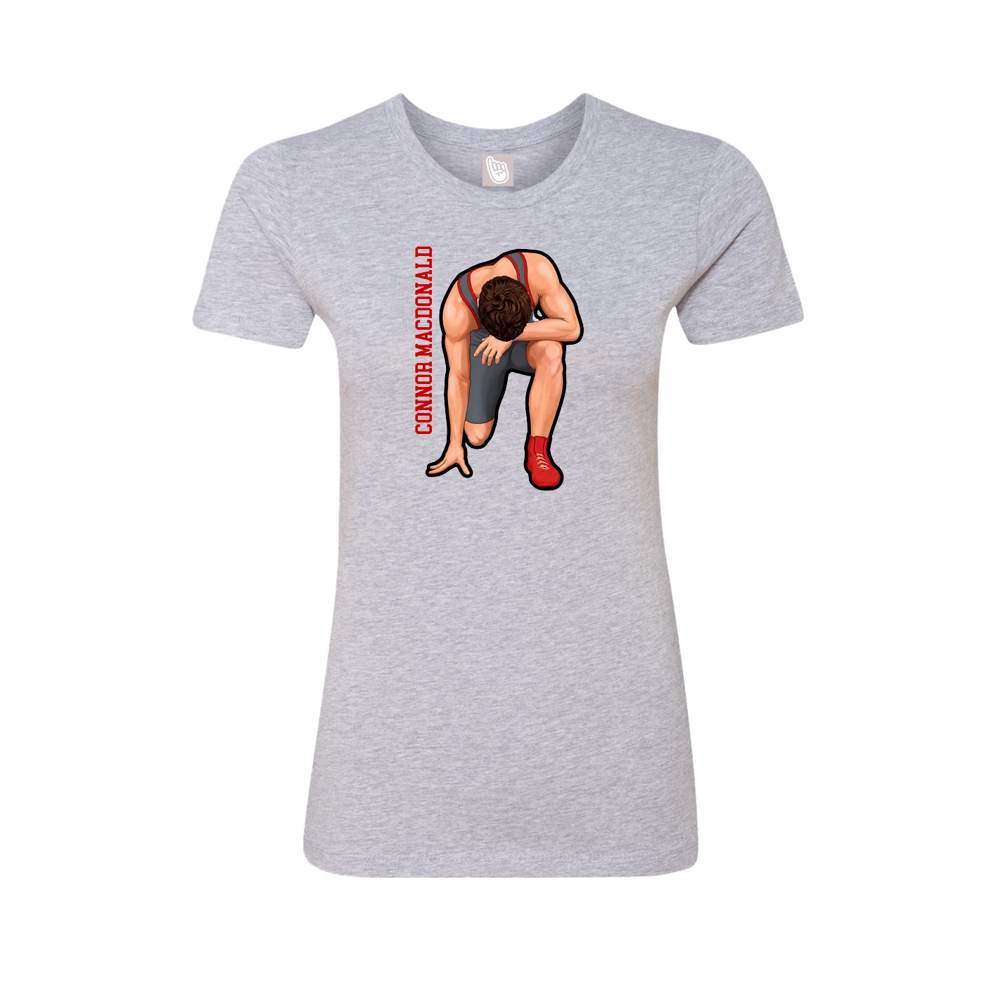 Fitted Women's Tee — Name Vertical in Grey