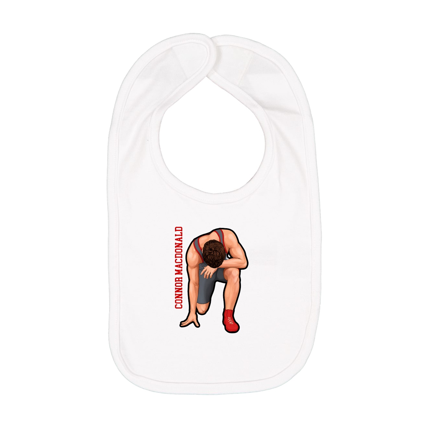Infant Bib — Name Vertical in White
